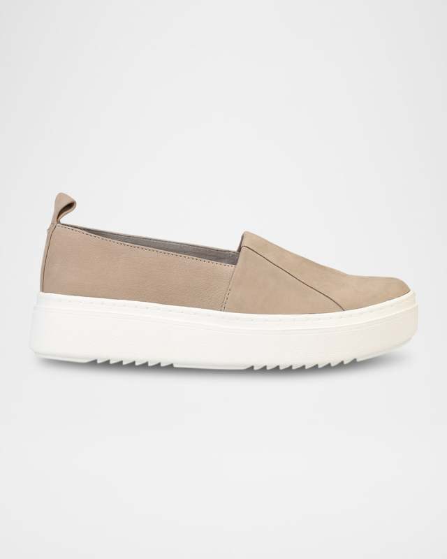 Leather Slip-On Platform Sneakers